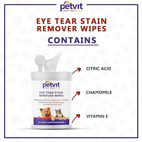 Petvit Eye Tear Stain Remover Wipes Piece for Dogs and Cats