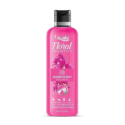 Lozalo Floral Pet Shampoo Lily Fragrance- Effective Cleansing for Smelly Dogs and Cats