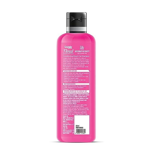 Lozalo Floral Pet Shampoo Lily Fragrance- Effective Cleansing for Smelly Dogs and Cats