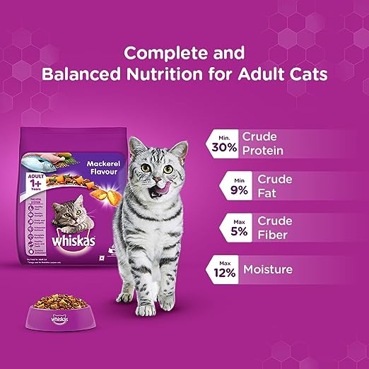 Whiskas Adult (+1 year) Dry Cat Food, Mackerel Flavour