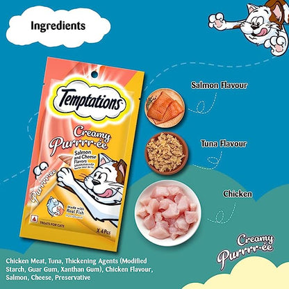 Temptations Creamy Purrrr-ée, Salmon & Cheese Flavour