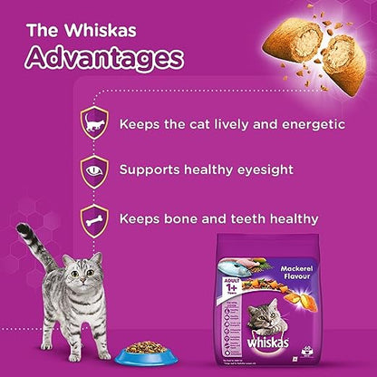 Whiskas Adult (+1 year) Dry Cat Food, Mackerel Flavour