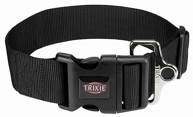 Trixie- SuperWideFit  Adjustable Premium Dog Collar with Plastic Buckle (M-L)- Black