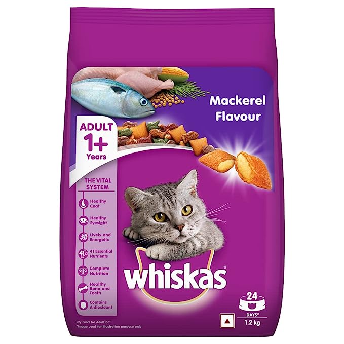 Whiskas Adult (+1 year) Dry Cat Food Food, Mackerel Flavour