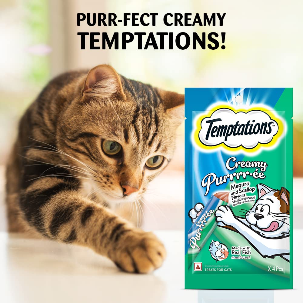 Temptations Creamy Purrrr-ee Cat Treats, Maguro and Scallop Flavors