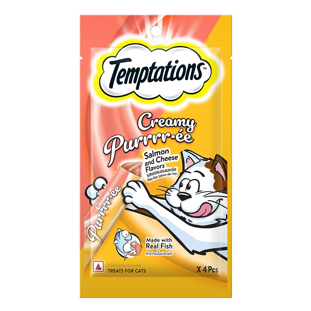Temptations Creamy Purrrr-ée, Salmon & Cheese Flavour