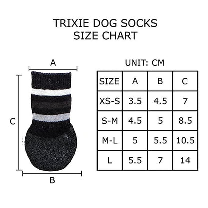 Trixie: - Dog Socks Non-Slip with All-Round Rubber Coating – 2 Pcs S–M