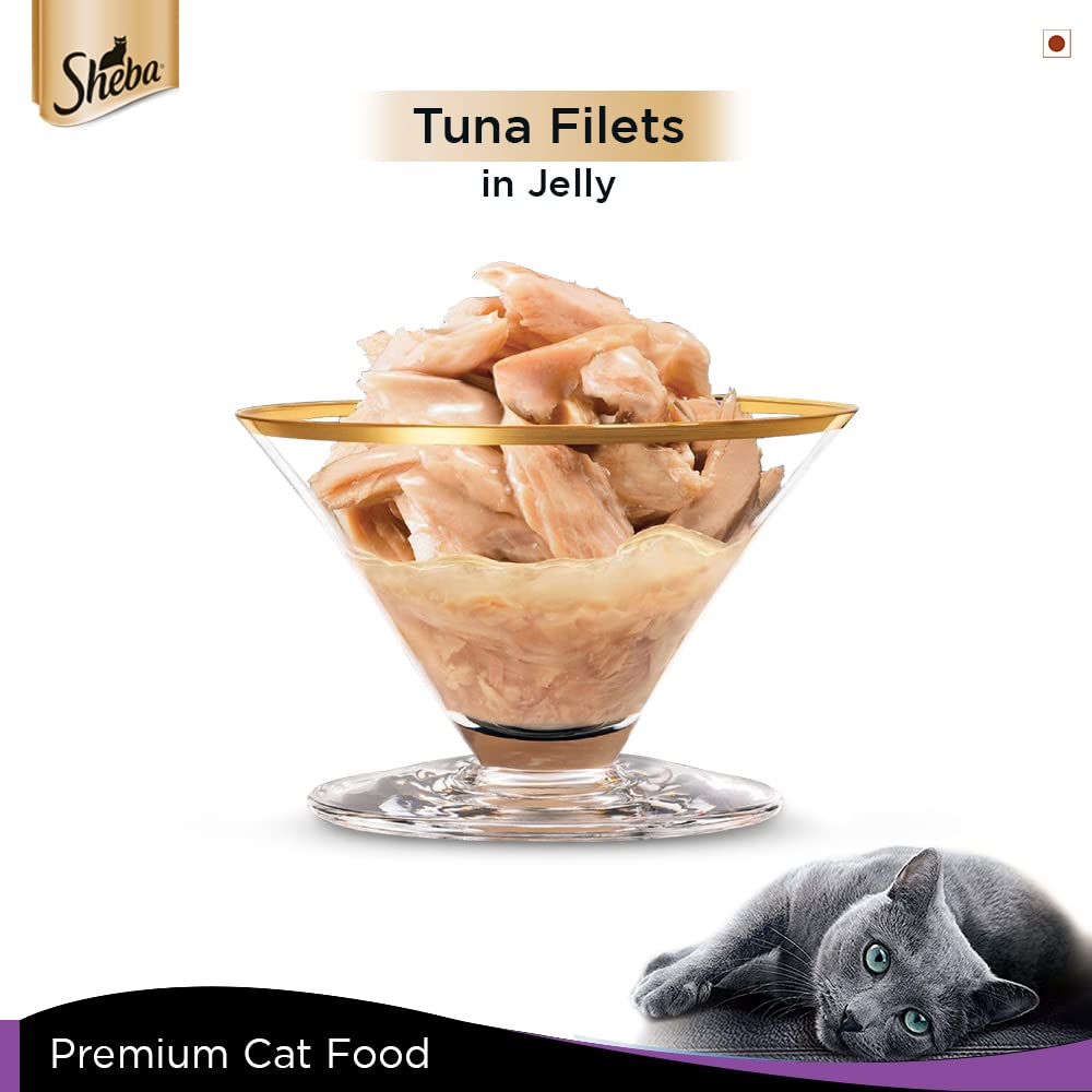 Sheba Premium Wet Cat Food Food, Tuna Fillets in Jelly