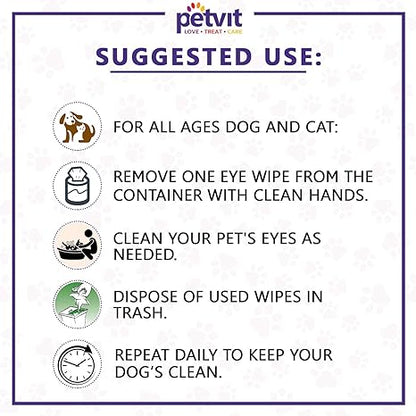 Petvit Eye Tear Stain Remover Wipes Piece for Dogs and Cats