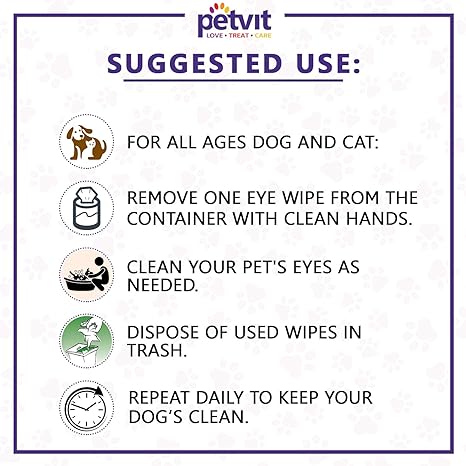 Petvit Eye Tear Stain Remover Wipes Piece for Dogs and Cats