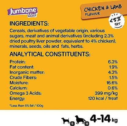 Pedigree Jumbone Mini Adult Dog Treat, Chicken & Lamb - 180gm