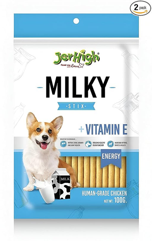 Jerhigh Real Chicken Meat Milky Stick Dog Treats