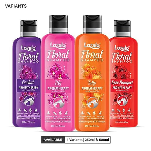 Lozalo Floral Pet Shampoo Lily Fragrance- Effective Cleansing for Smelly Dogs and Cats