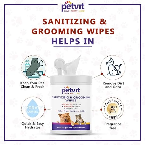 Petvit Cleansing & Grooming Wipes for Dog and Cat