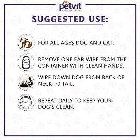 Petvit Cleansing & Grooming Wipes for Dog and Cat