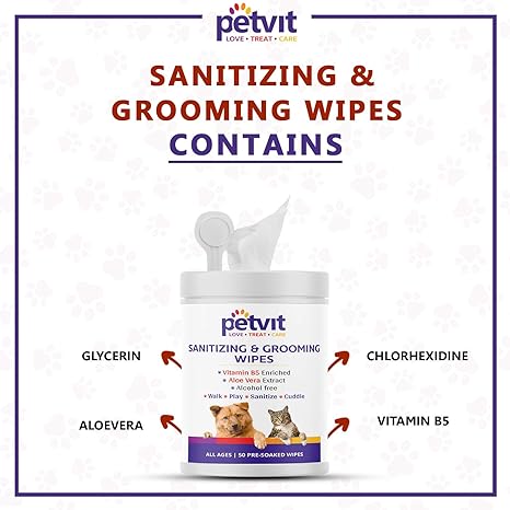 Petvit Cleansing & Grooming Wipes for Dog and Cat