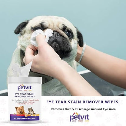 Petvit Eye Tear Stain Remover Wipes Piece for Dogs and Cats