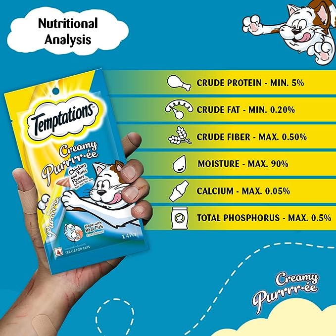 Temptations Creamy Purrrr-ee Cat Treats, Chicken & Tuna Flavour