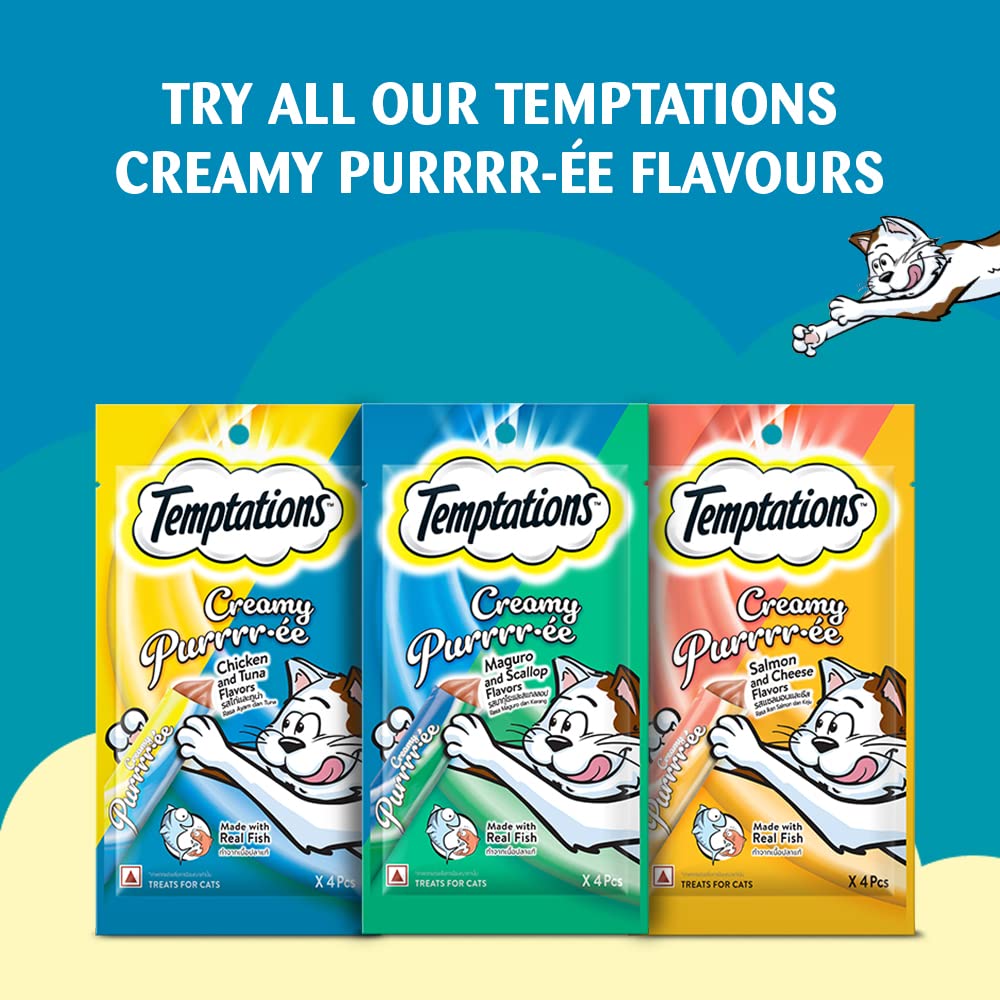 Temptations Creamy Purrrr-ee Cat Treats, Maguro and Scallop Flavors