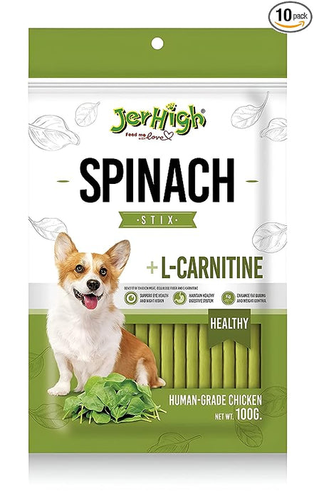 Jerhigh Real Chicken Meat ‎Spinach Stick Dog Treats