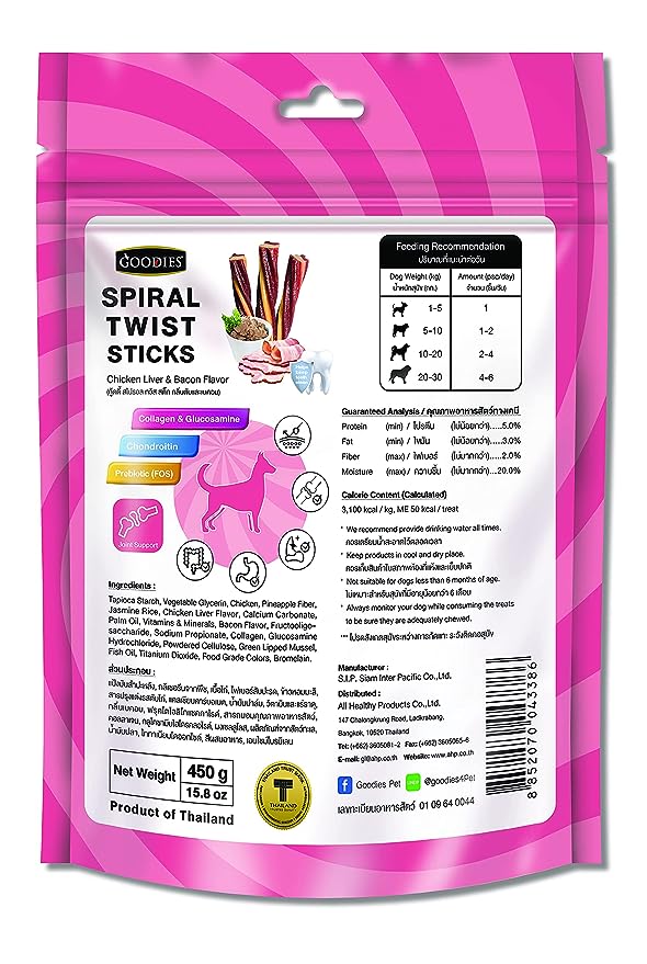 Goodies Dog Energy Treats Spiral Twist Stick Chicken Liver