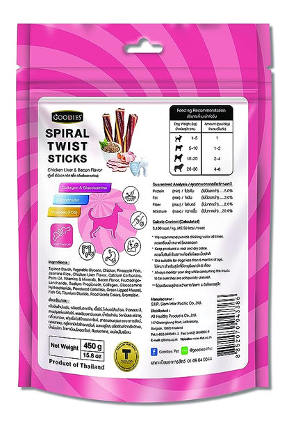 Goodies Dog Energy Treats Spiral Twist Stick Chicken Liver