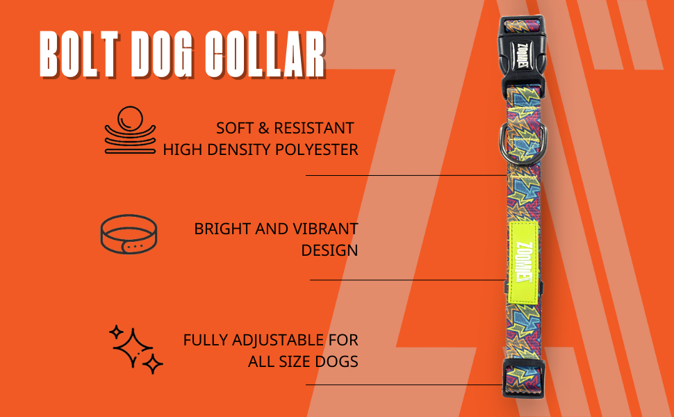 Zoomiez Bolt Printed Dog Collar