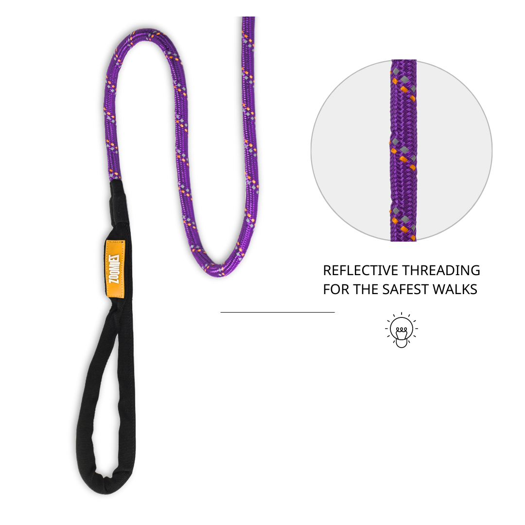 Zoomiez Tuff Leash Rope Dog Leash - Purple